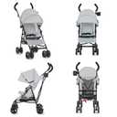 Dream On Me Rover Convenience Baby Stroller Lightweight & Compact Travel Umbrella Stroller, Quick One-Hand Fold, Lockable Rear Wheels, Adjustable Canopy, 3-Point Safety Harness & Cup Holder Grey