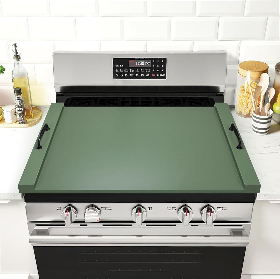GASHELL Noodle Board Stove Cover with Handles, Multiple Stove Top Cover Board for Electric/Gas Stove Top(Forest Green)