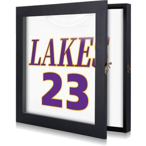 13" x 13" T Shirt Frames for Wall Display, Jersey Frame Display Case with UV Protection Acrylic, Wood Shadow Box Frame Depth of 1", Display Case for T Shirts, Jerseys, Memorabilia
