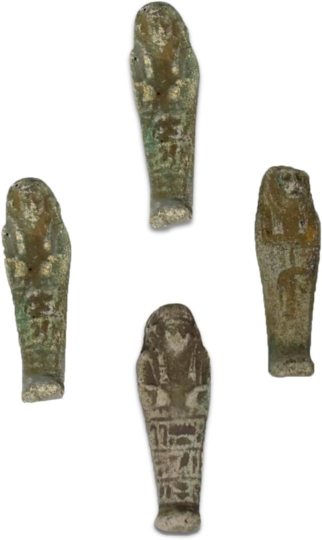 Bonballoon 4 Pcs of Egyptian Shabti Ushabti Shawabti Antique Replica Middle Kingdom Funerary 3D Mummy 2" Figure Statue Collectable Unique Ancient Pharaoh with Hieroglyphics Collectible Sculpture