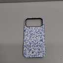 for iPhone 17 Pro Max Case - Wireless Charging Compatible - Dual-Layer Hard Shell + Silicone Cover - Shockproof Protective Phone Case with Cutee Designs for Women - Tiny Blue Flowers