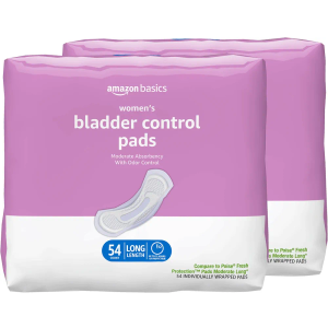 Incontinence Pads for Women, Postpartum, Long, Bladder Control, Moderate Absorbency, Unscented, 108 Count (2 Packs of 54)