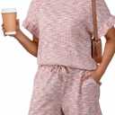 Dokotoo Women's 2 Piece Short Sleeve Outfits Casual Summer Shorts Set Lounge Matching Sets with Pockets M
