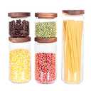 Glass Canisters Set of 10 for the kitchen, Glass Storage Container jars with Airtight Acacia Lid for Coffee Beans, Flour, Sugar, Rice and Spaghetti and etc