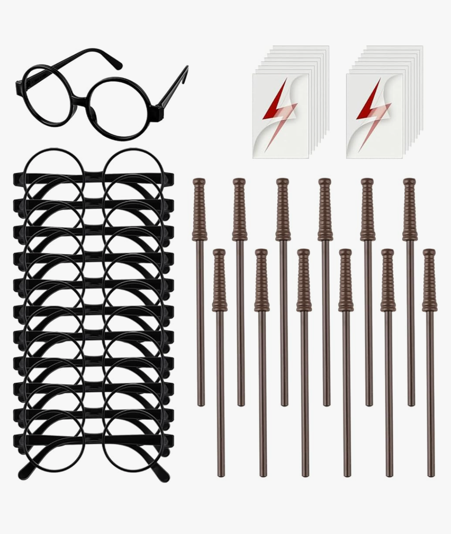 Wizard Theme Party Favors - Wand Pencils Wizard Glasses with No Lenses Lightning Bolt Scar Temporary Tattoo for Teen Kid Student Magic Birthday Party Favors Halloween Decor School Rewards Black 40 Pcs Wizard Theme Party Favors - Wand Pencils Wizard Glasses with No Lenses Lightning Bolt Scar Temporary Tattoo for Teen Kid Student Magic Birthday Party Favors Halloween Decor School Rewards Black 40 Pcs