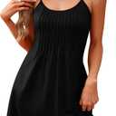 WEESO Summer Boho Dresses for Women Adjustable Spaghetti Strap Fashion Beach Vacation Casual Sundresses with Pockets (Black, M)