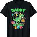 Daddy of The Birthday Boy T Rex Dinosaur Family Party T-Shirt, M