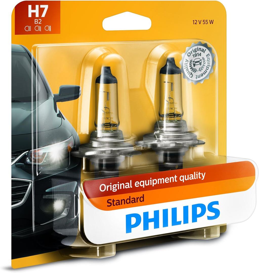 Philips Automotive Lighting H7 Standard Halogen Replacement Headlight Bulbs, 2 Pack