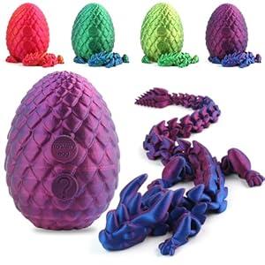 STONESTAR 3D Printed Dragon Fidget Toys, 12" Full Articulated Dragon in Mystery Egg, Home Office Decor Executive Desk Toys Xmas/ Easter Gift for Dragon Lovers (Laser Purple)