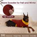 Dog Sweater XXXL, Turtleneck Sweaters with Leash Hole, Soft Knit Pullover for Large Dogs Male Female, Winter Thermal Pet Sweaters for Doberman Labrador, BurgundyRed 3XL