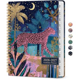 Academic Planner 2026-2027, Jul 2026-Jun 2027 Monthly & Weekly Planner | 6.3"x8.5" Pretty Calendar Planner for Women, Hardcover Organizer with tabs, School Office Home Supplies, Midnight Jungle