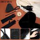 Estune 7 Pcs 1920s Flapper Accessories for Women Headpiece Fur Shawl Clutch Earrings Necklace Gloves Holder Roaring Costume
