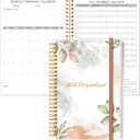 Bill Organizer - Monthly Bill Payment for Personal Budgeting Financial, Payments Checklist Organizer, 5.8" x 8.5", Rose Leaf