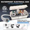 Flemoon Medium Outdoor Electrical Box (11.5x5.2x4 inch), IP54 Waterproof Extension Cord Cover w/6 Cable Entry Ports, Weatherproof Connection Box for Power Strip, Timer, Plug, Holiday Lights, White