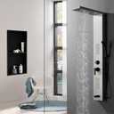 BWE Bathroom Wall Niche,12" X 24" X 4" Stainless Steel Shower Niche,Rimless Recessed Shower Shelf for Bathroom,Double Shelves Niche,No Tile Needed Matte Black