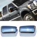 Chrome Top Half Mirror Caps Cover Trim Compatible with 2008-2016 Ford F250 F350 F450 Super Duty Towing Accessories (CHROME)