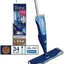 Bona Hardwood Floor Premium Spray Mop - Includes Hardwood Floor Cleaning Solution and Machine Washable Microfiber Cleaning Pad - Dual Zone Cleaning for Faster Cleanup - Spray Mop for Wood Floors