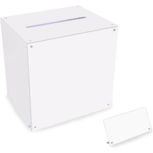 Acrylic Wedding Card Box with Slot Top, Detachable DIY Card Box for Wedding Reception, Corner Brackets & Screws Included, Acrylic Table Sign Holder Included