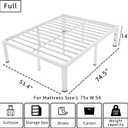 ROIL 14 Inch White Full Size Bed Frame with Rounded Corner and Headboard Hole Mattress Retainers 3500LBS Heavy Duty Steel Slats No Box Spring Needed Platform Noise-Free Easy Assembly