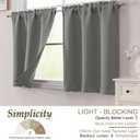 Simplebrand Light Grey Short Cafe Curtains Tier 24 Inch Length 2 Panels Set, Modern Solid Blackout Small Window Cafe Curtains for Bathroom, Basement, Cabinet, Camper, Light Grey, Each 30"Wx24"L Inches