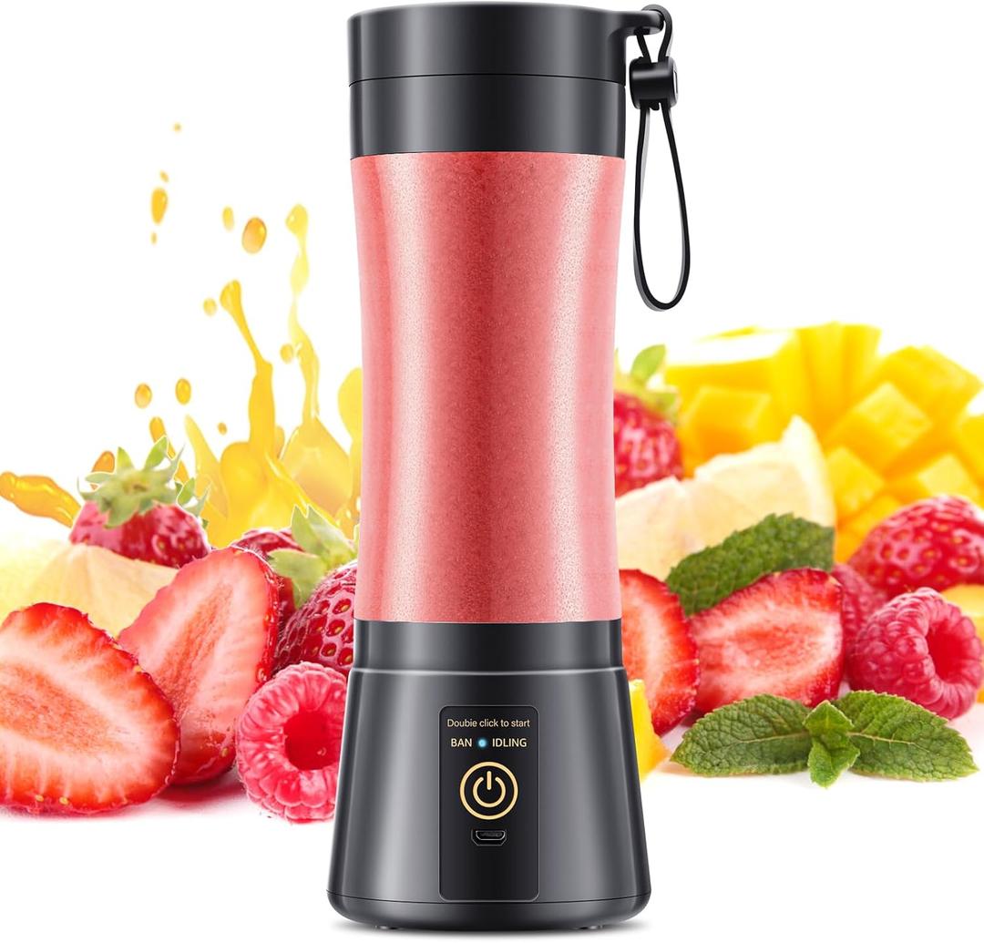 Portable Blender for Smoothies & Shakes - Cordless Personal Size Blender with 6 Blades, 380Ml Juice Cup, Lightweight & Rechargeable, Freshly Squeezed for Picnic/Sports/Office, Mother's Day