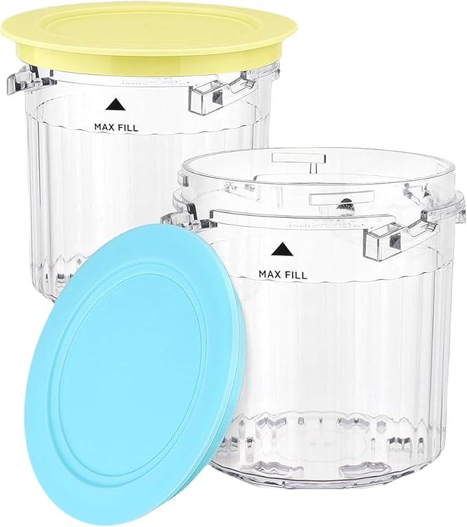 Pint Containers and Lids Replacement for Ninja Creami Breeze Ice Cream Maker - 2 Pack, 16oz Cups Compatible with NC101 NC201 NC201Q NC205A Series- BPA-Free & Dishwasher Safe