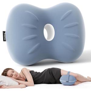 Knee Pillow for Side Sleepers - Cooling Pillows Between Legs for Side Sleeping - Large Memory Foam Knee Pillows for Hip Pain & Spine Alignment (Misty Blue)