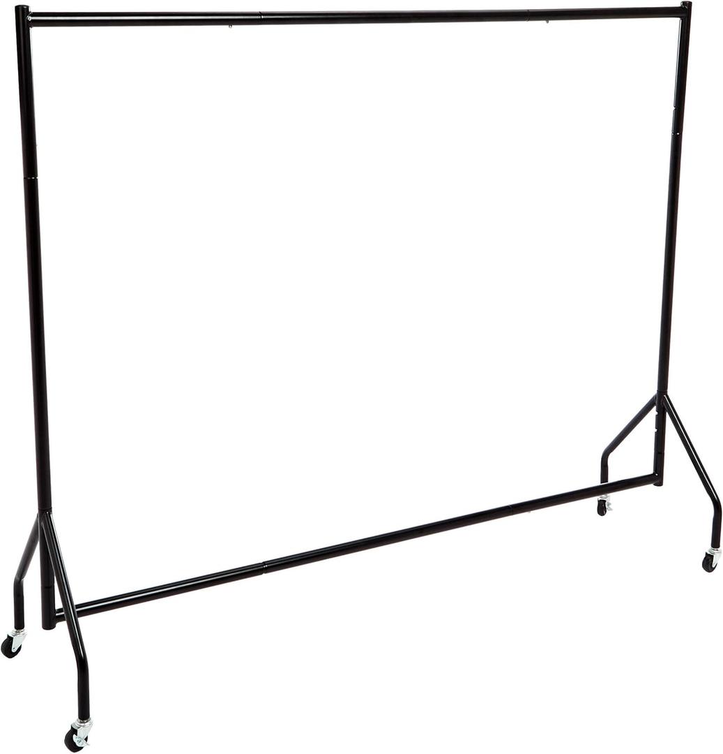 Amazon Basics Heavy Duty Portable Rolling Garment Rack, Hanging Clothes Organizer Rail for Display and Storage, Easy to Assemble, 72 x 60 inches, Black (1.82 X 1.52 M)