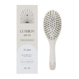Boar Bristle Hair Brush -Boar Bristles + Nylon Pins Smoothes & Detangles All Hair Types, Hairbrush For Women, Men & Kids, Distributes Oils For Natural Shine & Stimulates Scalp (Beige)