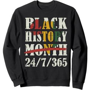 Black history month 24/7/365 with african map flag Sweatshirt Black, XL