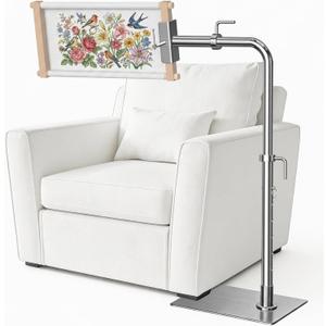 Workstand with Side Clamp for Lowery Stand, 360° Rotating Metal Needlepoint Workstand with Side Clamp, Fits 20" Q-Snap Frames & Scroll Rods, Height Adjustable Embroidery Stand for Sofa Hand Sewing