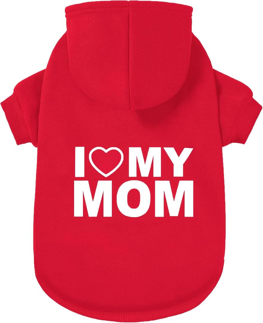 GreenJoy Dog Sweater Dog Hoodie Cold Weather Coat Hooded Sweatshirt for Puppies,Cats, Small Medium Large Dogs (Red(I Love My Mom), Large)