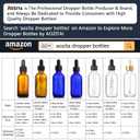 12 Pack, 2 oz Glass Eye Dropper Bottles w/ 3 Stainless Steel Funnels & 1 Long Pipette Dropper & 24 Labels - 60ml Clear Tincture Bottles for Essential Oils, Liquids - Leakproof Travel Essential Bottles