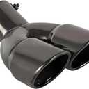 Dual Exhaust Tip 2.5 inch Inlet, Universal Car Exhaust Pipe Tail Throat Tail Pipe Stainless Steel Y Pipe, Adjustable Car Thickened Muffler Slant Cut Tip (Curved,Black Paint)