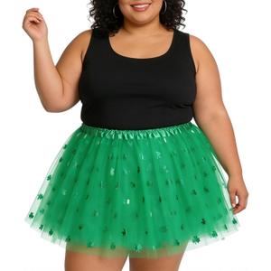 Plus Size 4-Layer Tutu Skirt with Lining, Adult Extra Large Tutu, Elastic Soft Tulle Skirt for Halloween Christmas Costume