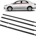 TOP-MAX WeatherStrip Window Molding Trim Seal Belt Replacement for Toyota Corolla 2009 2010 2011 2012 2013, 4pcs Black Window Weather Stripping Replaces#75710-02210, 7571002260, 7571012780