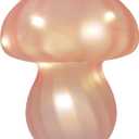 Mushroom Table Lamps Night Lights Cute Glass Nightstand Bedside Desk Lamps for Bedroom Living Study(Bulb Included) - Pink Stripes