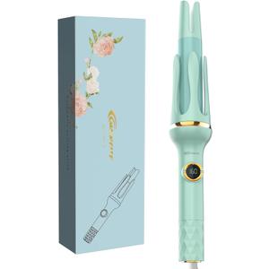 Automatic Hair Curler, Self-Rotating Curling Iron 1.25 inches, 32mm Beach Waves Curling Wand, 8 Temperature Options, Extended Barrel for Long Hair, Green