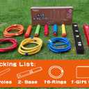 Ring Toss Game for Kids, Indoor & Outdoor Game for Family and Adults with 5 Poles, 2 Bases and 16 Rings in 4 Colors, Soft Foam Toy for Kids Backyard Ring Toss Fun