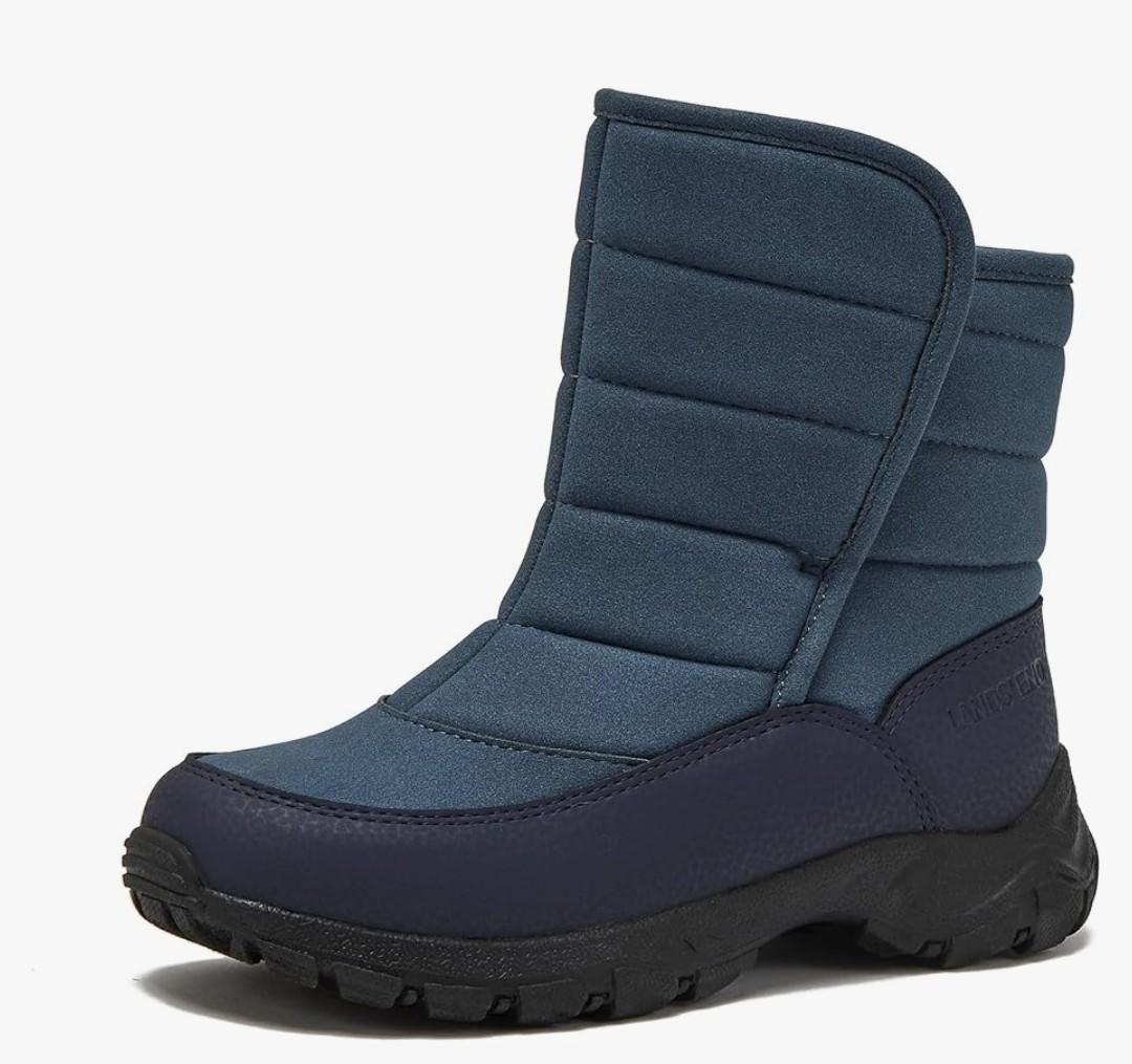 Lands' End Expedition Warmest Waterproof No Tie Kids Snow Boots for Boys and Girls - Insulated Winter Fleece Lined Snow Boots Size 7, Medium Blue