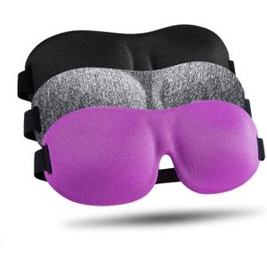LKY DIGITAL Sleep Mask for Side Sleeper 3 Pack, Blackout 3D Eye Mask for Sleeping, Night Blindfold for Men Women