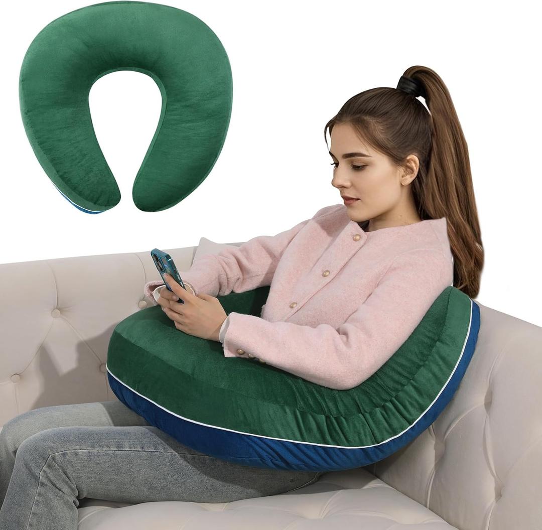 HOMBYS Crochet Pillow for Lap Support,Gaming Pillow for Lap,Lap Pillow for Reading & Crocheting,Soft Lap Desk Pillow,Reading Pillow,Crochet Pillow for Lap Support,Arm Pillows for Adults, Blue/Army Green