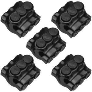5 Pack Black Multi Cable Connector Insulated Multi Tap Connector 3 Wire Port Splice Dual Sided Entry Prefilled with Oxide Inhibitor (2-14awg)