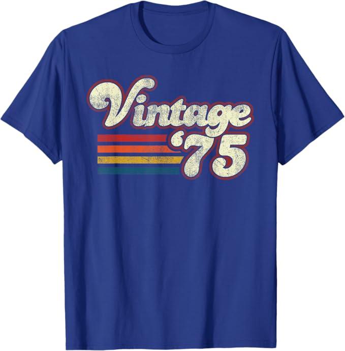 Vintage Retro Birthday Tees 1975 50th Birthday T-Shirt Unisex-Adults Blue, Medium Vintage Retro Birthday Tees 1975 50th Birthday T-Shirt Unisex-Adults Blue, Medium