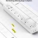 10 Ft Power Strip Surge Protector - 7 Outlets 4 USB Ports (2 USB C), Ultra Thin Flat Extension Cord & Flat Plug, 1700 Joules, Wall Mount, Desk Charging Station for Home Office Dorm, White