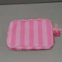 EMBRUNIOICE Stripe Makeup Bag Travel Cosmetic Bag Organizer Tassel Toiletry Bag Large Canvas Zipper Pouch and Mahjong Tile Bag (Pink with Hot Pink)