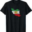 Persian Flag and Map Persia Iran Pride T-Shirt L