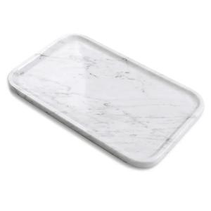 Yew & Tulip 14" x 8.5" Natural Marble Tray for Kitchen, Bathroom, Living Room – Serving/Decorative Vanity Tray for Jewelry, Candles, Decor (Carrara White)