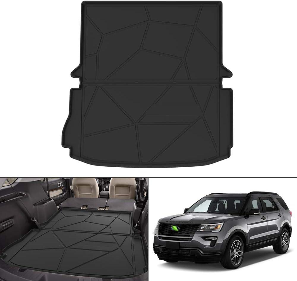 KUST Trunk Cargo Mat for 2011-2019 Ford Explorer, Rear Cargo Trunk Liner for Explorer Accessories All Weather Protection TPE Rubber Raised Edge