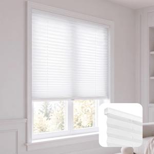 DEZ FURNISHINGS Cordless 1" Signature Light Filtering Pleated Fabric Shade, 22" W x 48" H, White